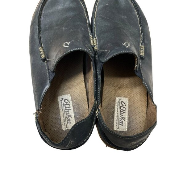Olukai Moloa Slipper Size 8.5 Black Leather Casual Loafers Shoes 10128-4033 - Picture 9 of 10